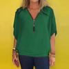 Icone™ LooseBlouse: Komfortabel V-Hals Med Glidelås Løs Bluse For Kvinner