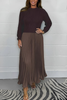 Icone™ PleatedDress: Langermet Topp Med Elegant Plissert Bunn Kjole