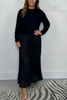 Icone™ PleatedDress: Langermet Topp Med Elegant Plissert Bunn Kjole