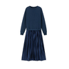 Icone™ PleatedDress: Langermet Topp Med Elegant Plissert Bunn Kjole
