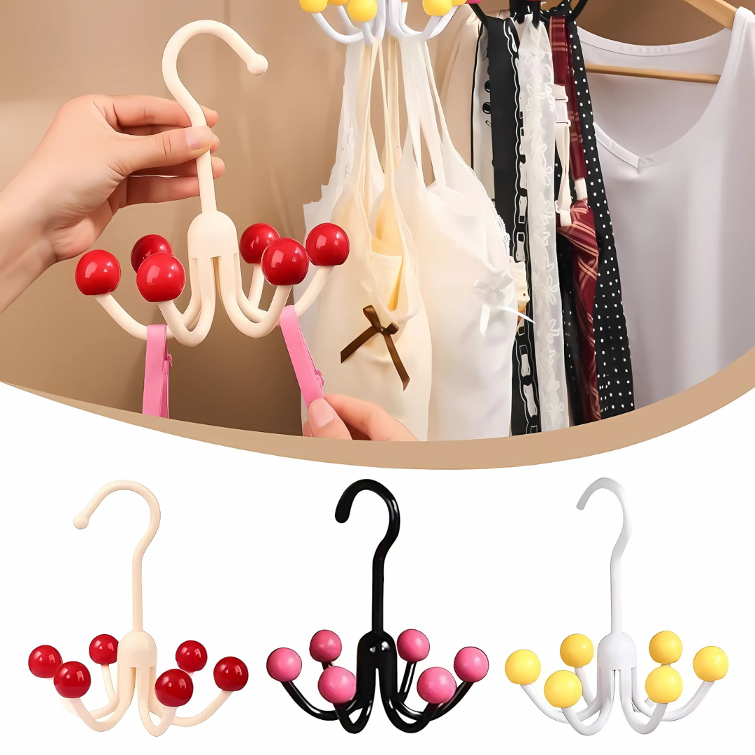 GlideHold® HangerHooks: 360° Svingbar 6 Kroker Skaporganiserer Henger