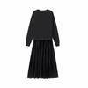 Icone™ PleatedDress: Langermet Topp Med Elegant Plissert Bunn Kjole
