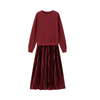 Icone™ PleatedDress: Langermet Topp Med Elegant Plissert Bunn Kjole