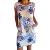 Icone™ CasualDress: Natur Print Rund Hals Casual Kjole