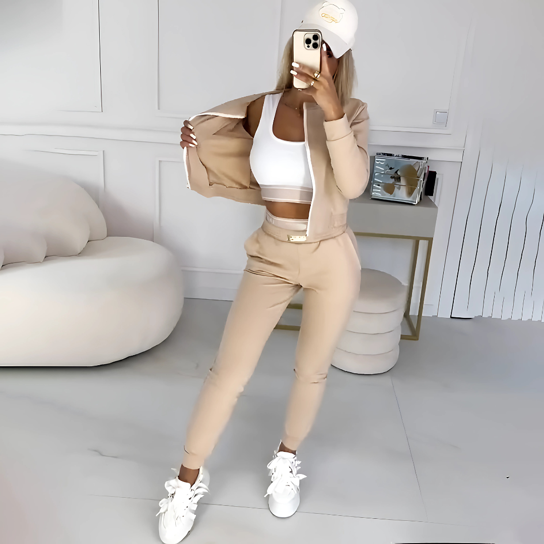 Icone™ OutfitSet: Jakke, Tank Top Og Bukser, Casual Antrekk Til Kvinner