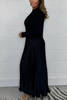Icone™ PleatedDress: Langermet Topp Med Elegant Plissert Bunn Kjole