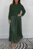 Icone™ PleatedDress: Langermet Topp Med Elegant Plissert Bunn Kjole