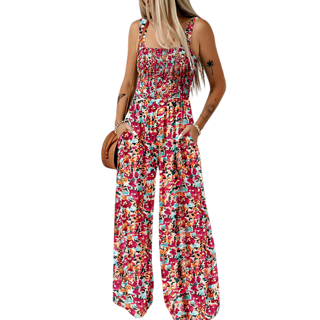 Icone™ PrintedJumpsuit: Full Lengde Komfortabel Casual Løs Trykt Jumpsuit