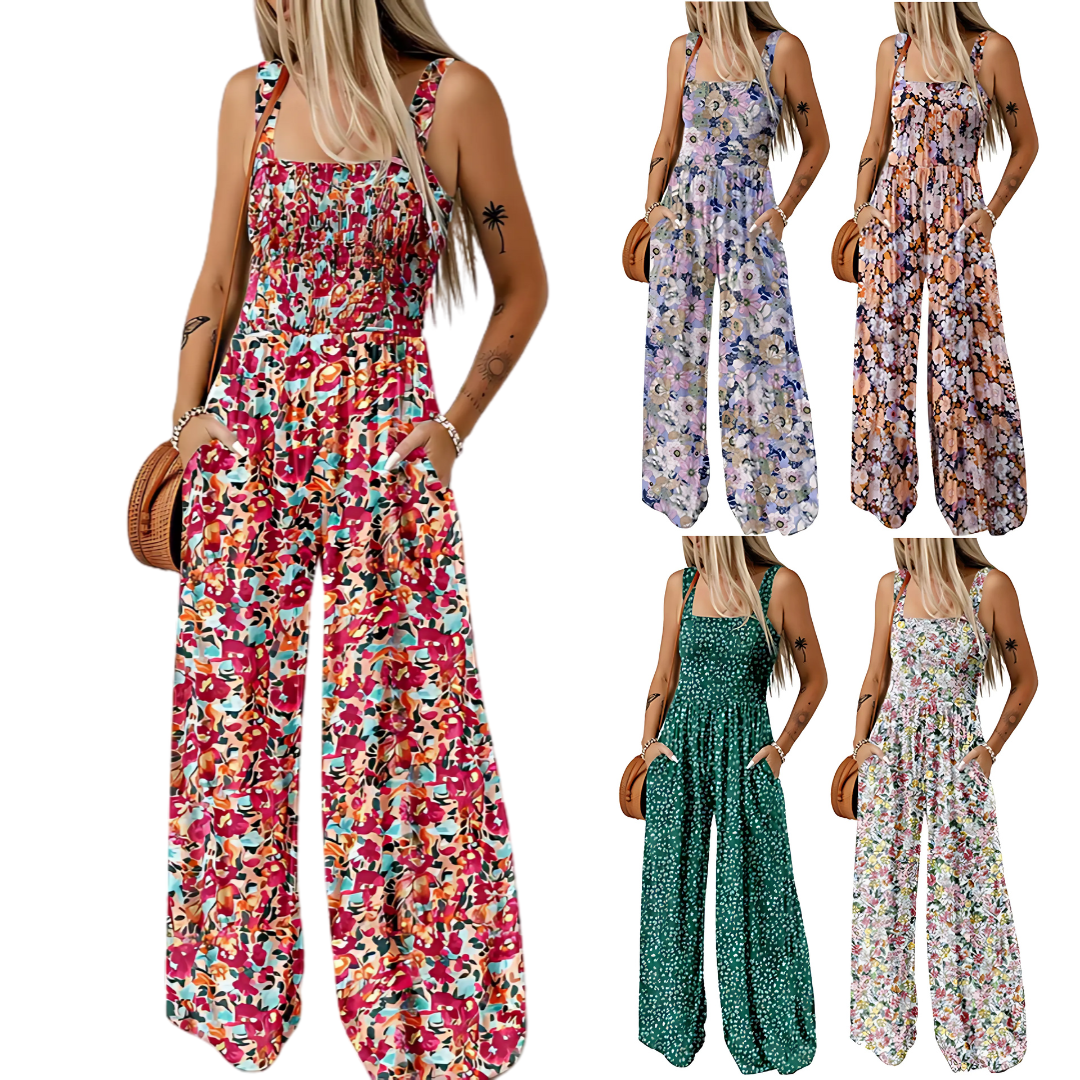 Icone™ PrintedJumpsuit: Full Lengde Komfortabel Casual Løs Trykt Jumpsuit