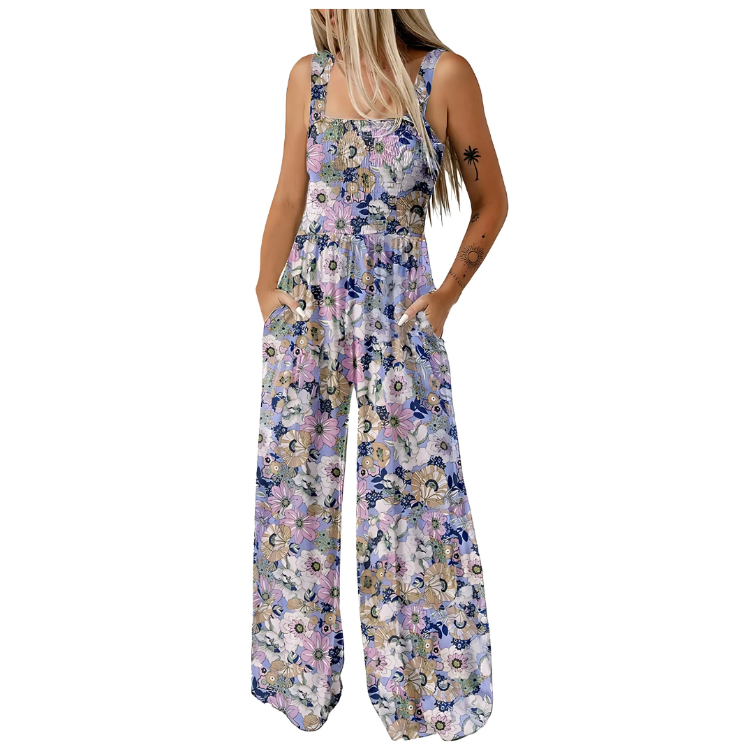 Icone™ PrintedJumpsuit: Full Lengde Komfortabel Casual Løs Trykt Jumpsuit