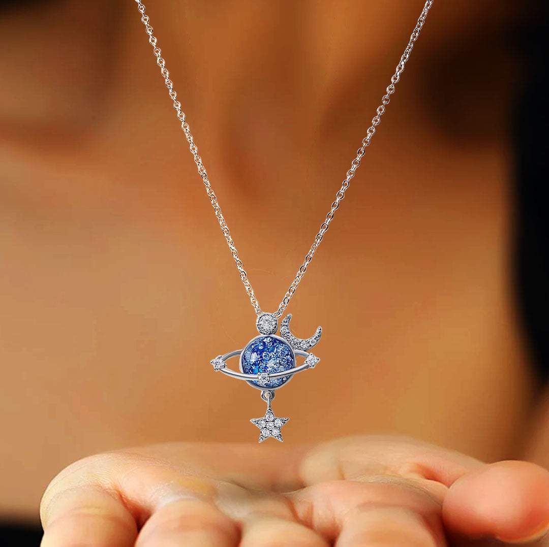 Jewelance™ MoonNecklace 1+1 GRATIS: Blå Planet Stjerne Måne Anheng Halskjede