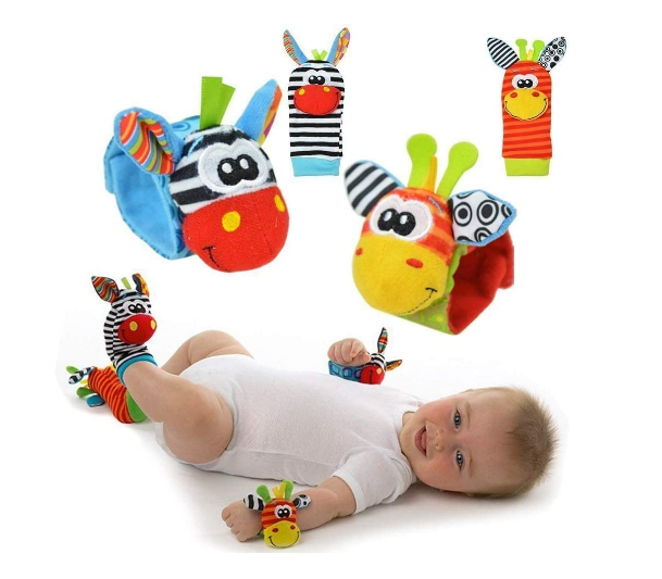 Kletshuts™ RattleToy 1+1 GRATIS: Myke Dyr Baby Håndledd Og Fot Sokker Rangle Leke Sett