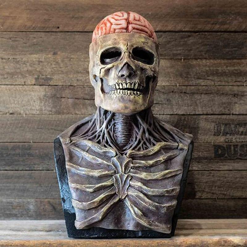 SkeletonMask: Realistisk Skummelt Skjelett Halloweenmaske Kostyme
