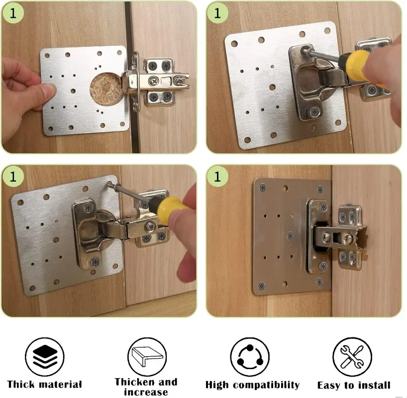 HingePlate 1+1 GRATIS: DIY Møbelhengsler Reparasjon Sideplate