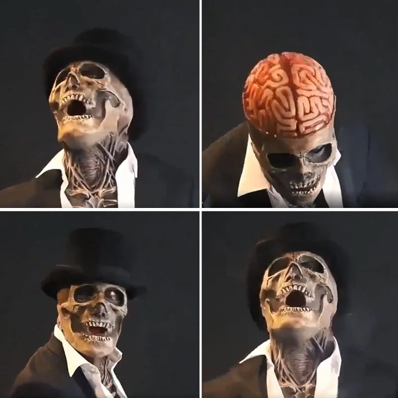 SkeletonMask: Realistisk Skummelt Skjelett Halloweenmaske Kostyme