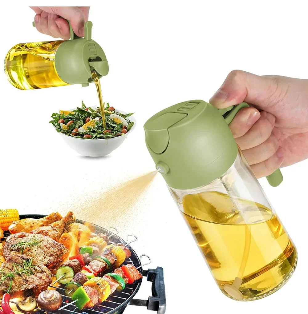 Globetrek° OilDispenser 1+1 GRATIS: 2 I 1 Hell Og Spray Glass Olje Og Væskedispenser
