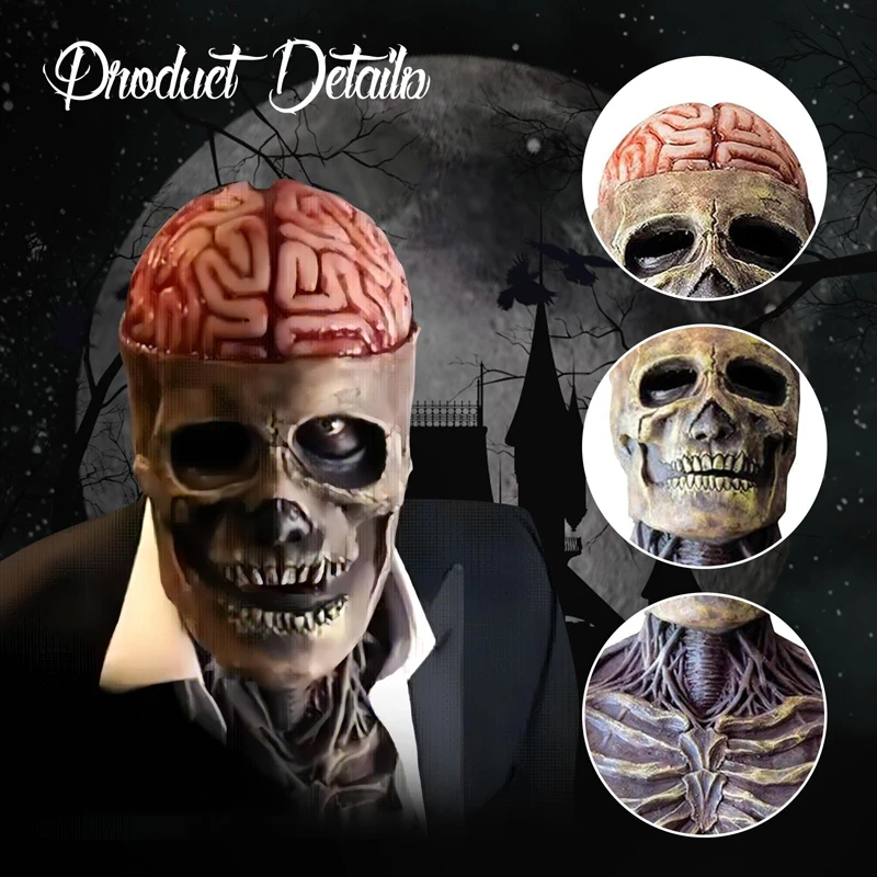 SkeletonMask: Realistisk Skummelt Skjelett Halloweenmaske Kostyme