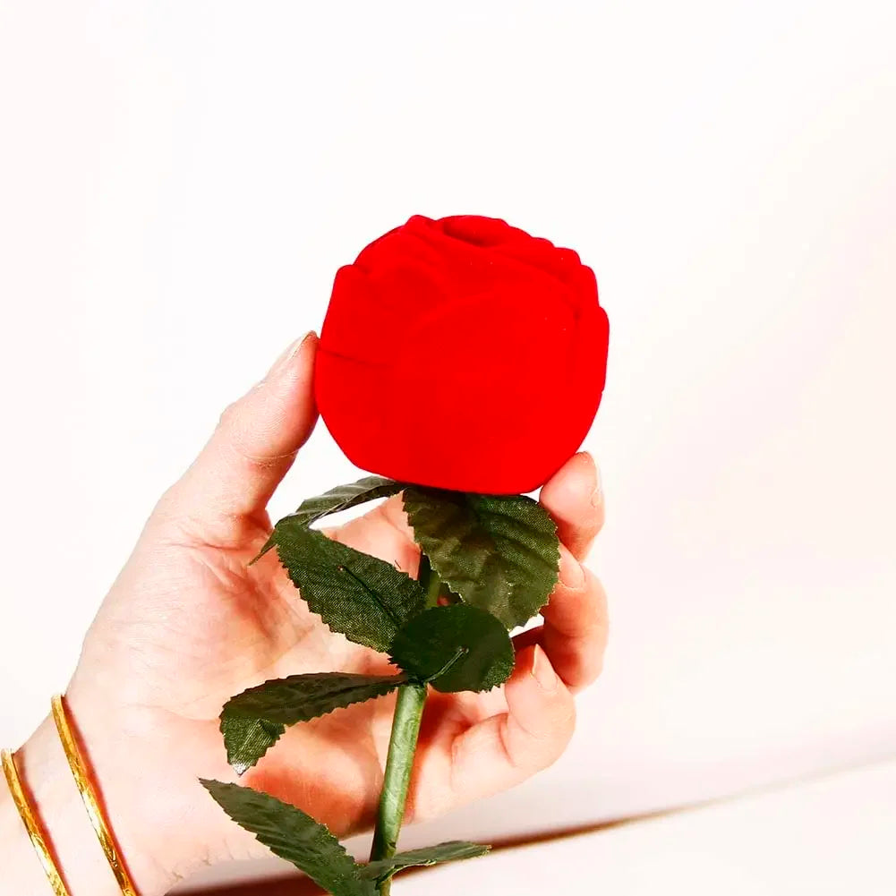 RingBox 1+1 GRATIS: Deluxe Romantisk Rød Rose Ringboks Holder – Norlenka!