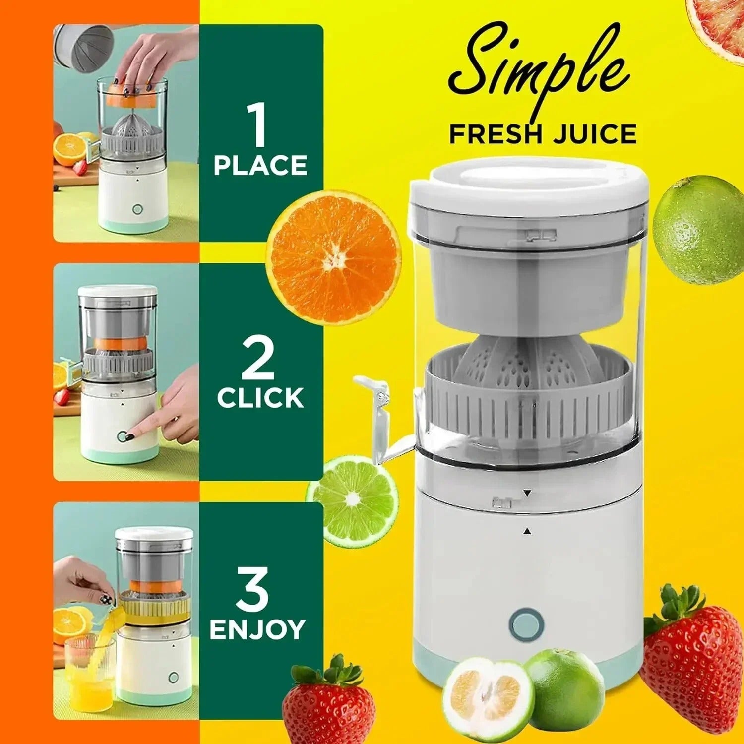 Globetrek° FruitJuicer: Bærbar Elektrisk Frukt Juicepresse