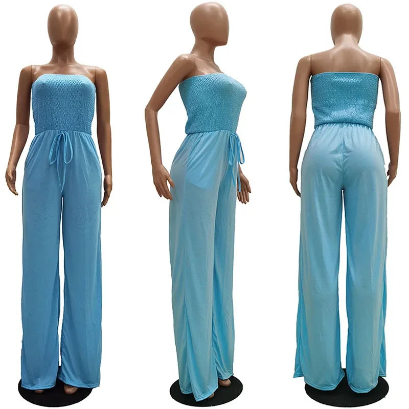 Icone™ Jumpsuit: Tube Topp Ensfarvet Jumpsuit