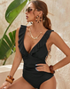 Icone™ ElegantSwimsuit: Elegant Plissert Design Med V-Hals Mage-Kontroll Badedrakt