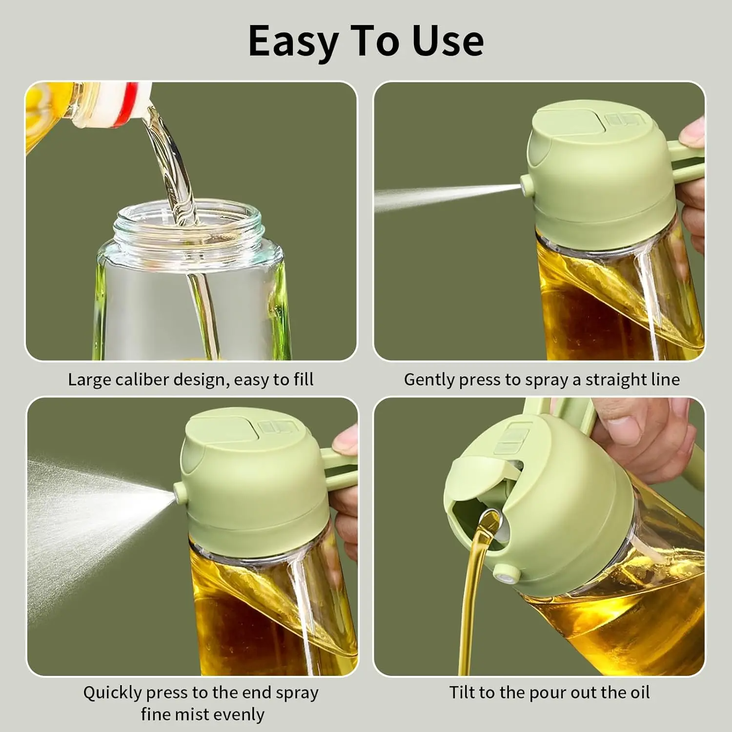 Globetrek° OilDispenser 1+1 GRATIS: 2 I 1 Hell Og Spray Glass Olje Og Væskedispenser