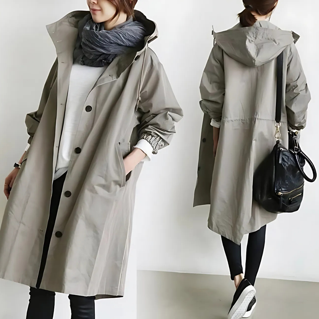 Icone™ ElegantCoat - Allværs Lett Komfort Med Hette Elegant Frakk