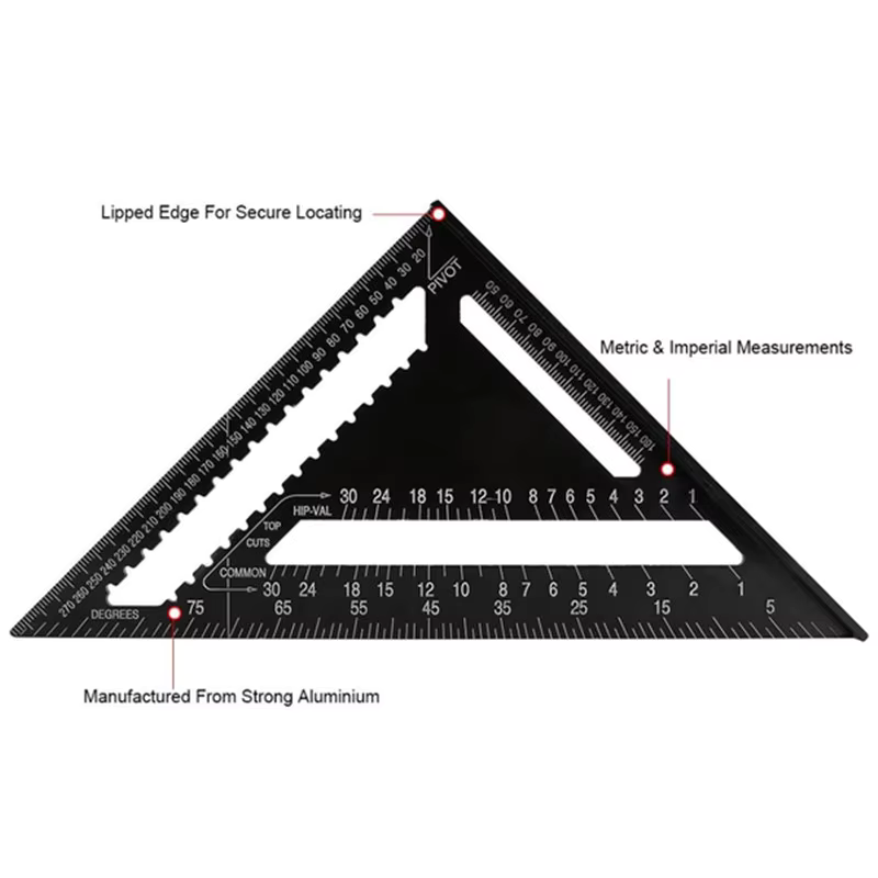 TriangleRuler - Aluminium Legering Triangel Linjal For Trebearbeiding