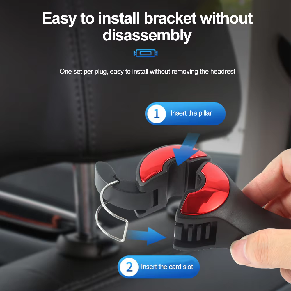Holder360° HeadrestHook 1+1 GRATIS: Bil Nakkestøtte Krok For Vesker Og Mobiltelefoner