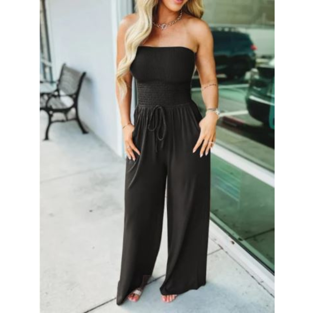 Icone™ Jumpsuit: Tube Topp Ensfarvet Jumpsuit