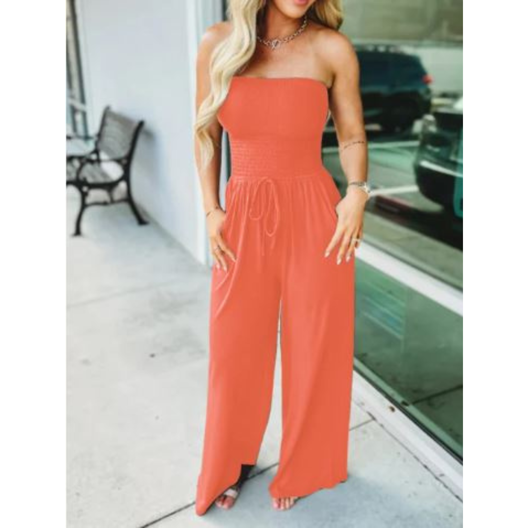 Icone™ Jumpsuit: Tube Topp Ensfarvet Jumpsuit