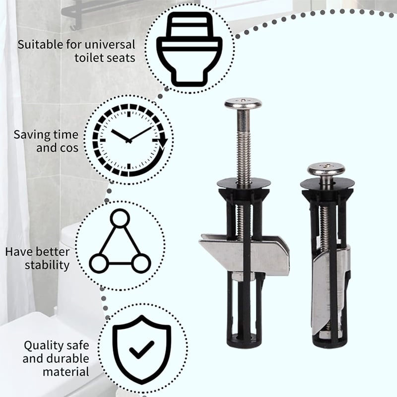 Globetrek° ToiletBolt 1+1 Sett GRATIS: Kraftig Duty Toalettsete Låsebolt Og Skruesett