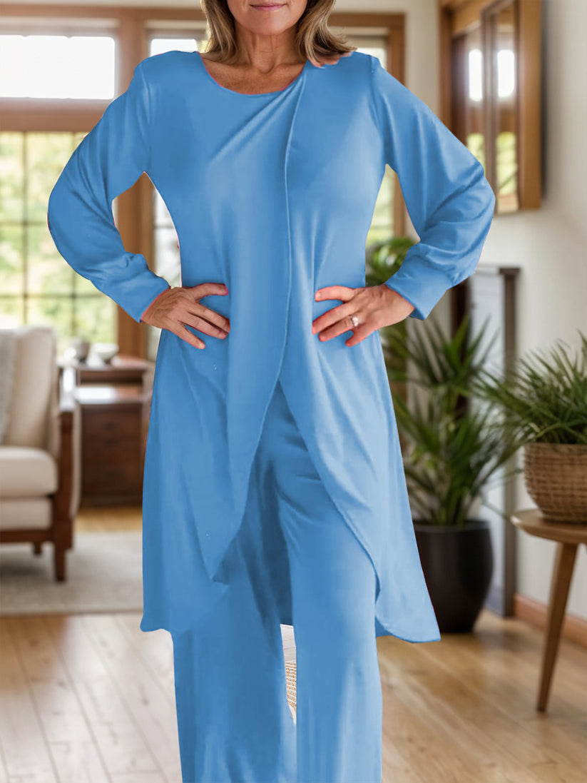 Icone™ ClassicSet: Klassisk Langermet Sett Med Stilig Foran Splitt Topp Og Bukser Set