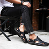 Happy™ LeatherSandals: Pustende Utendørssandaler i Mykt Skinn for Menn