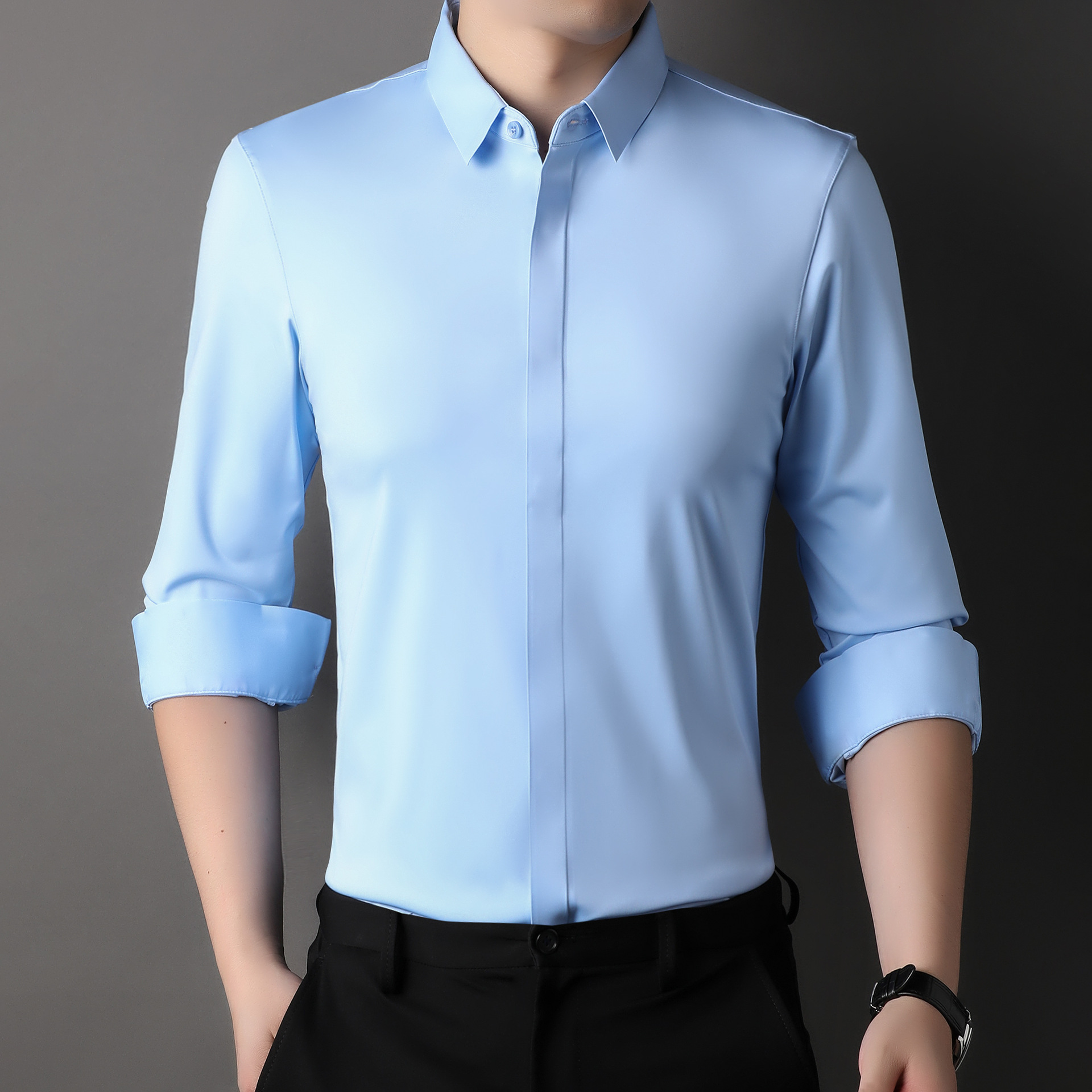 Icone™ StretchLongsleeve: Herre Rynkefri Stretch Langermet