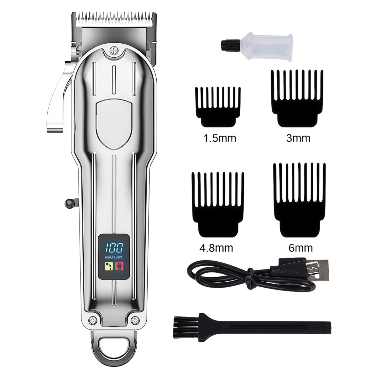 Rose® HairClipper: Digital LCD Barbermaskin Profesjonell Hårklipper