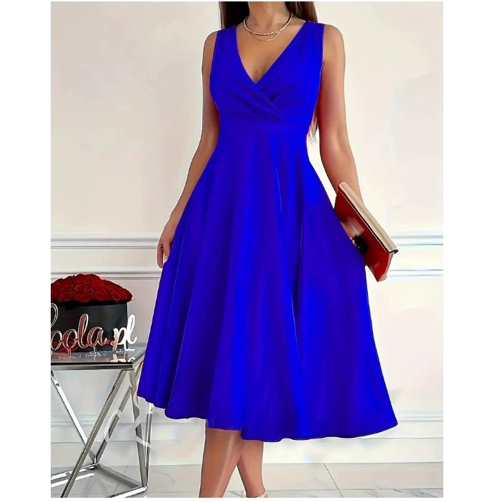 Icone™ ElegantDress: V-hals Elegant Damekjole Med Belte