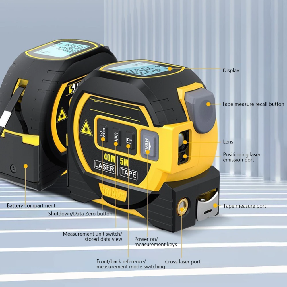 InfralaserTape - 3-i-1 Infrarødt Lasermålebånd