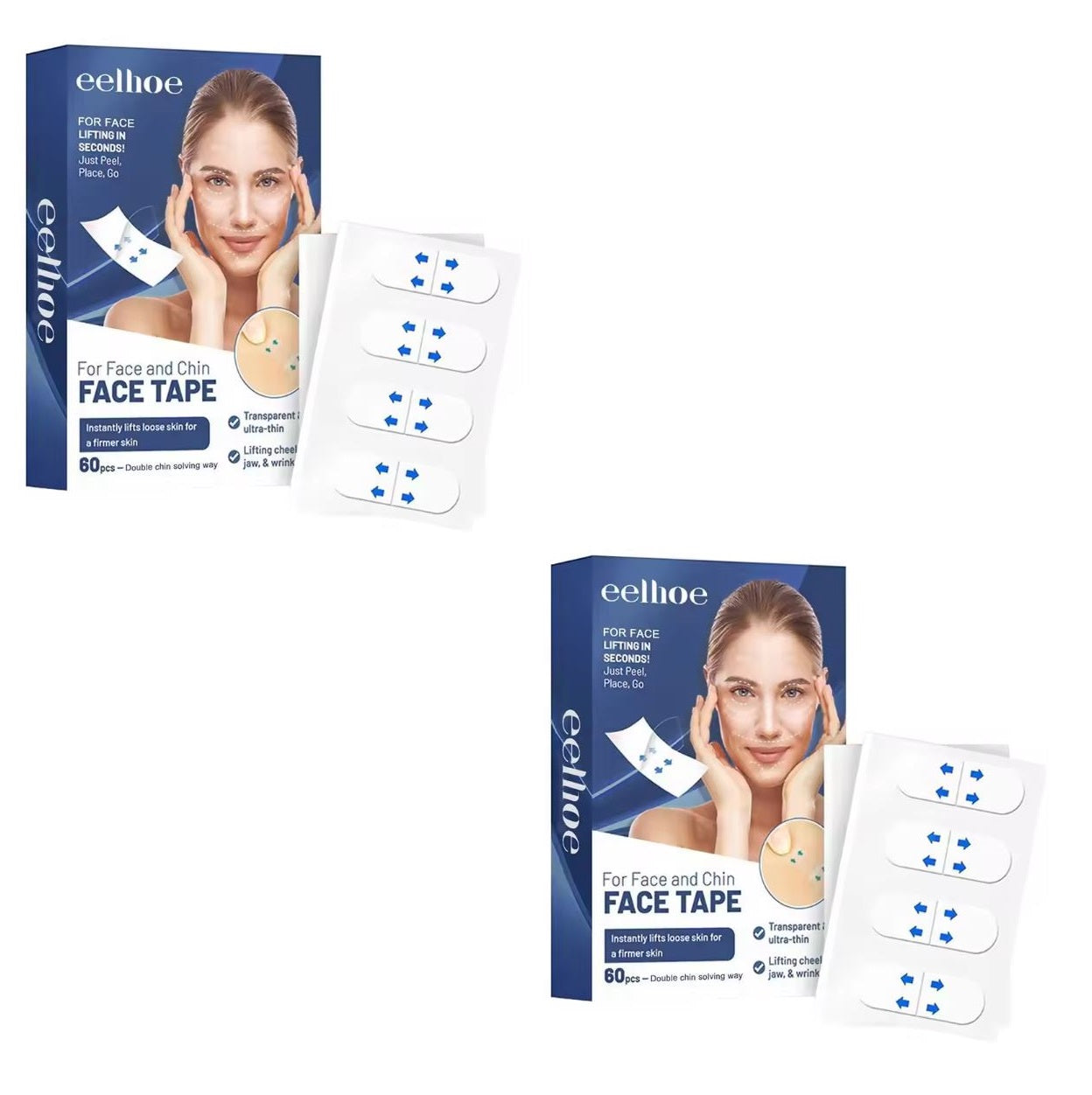 LiftTape 60+60 GRATIS: Ansikts Og Hake Løftende Og Oppstrammende Tape