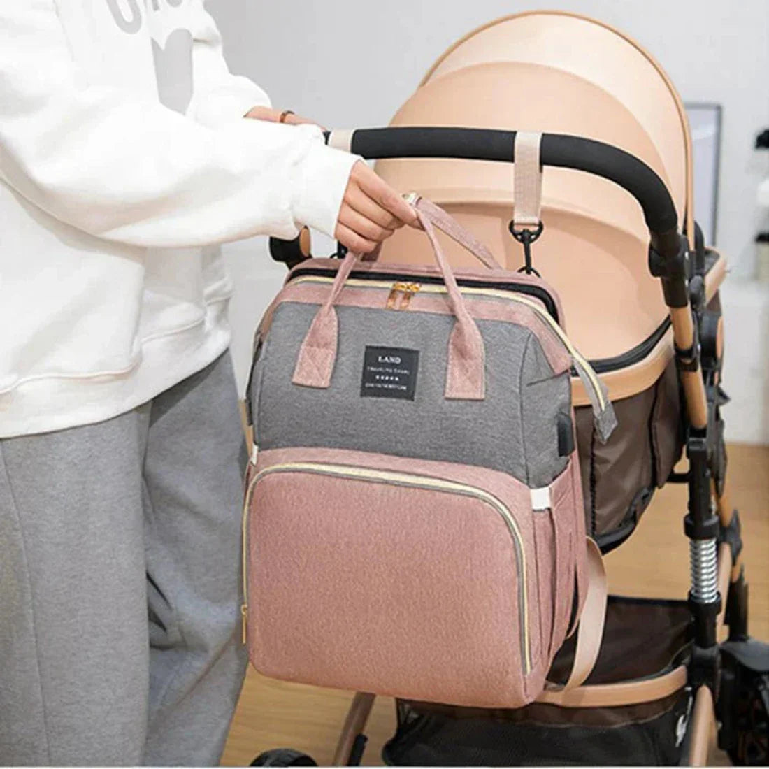 Icone™ MommyBag: Bærbar Veske med Magisk Folding Krybbe