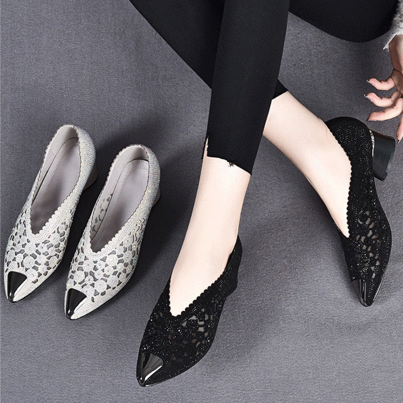 Happy™ GlimmerShoes: Mesh Hæler Sko Med Krystall Aksenter