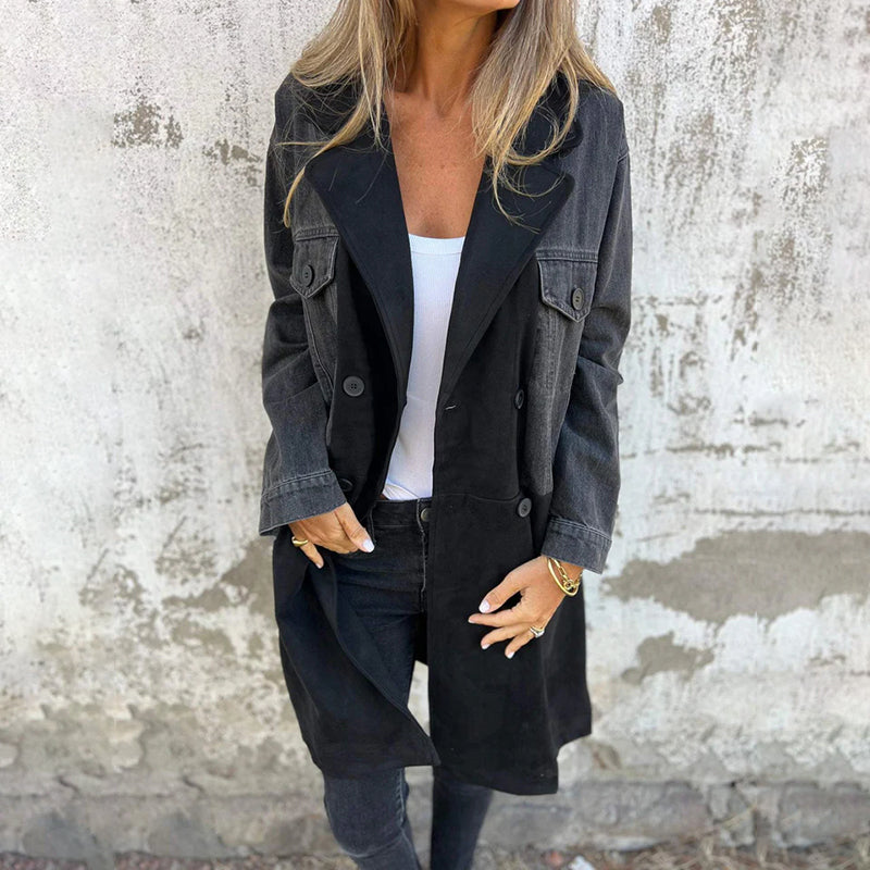 Icone™ LongCoat: Midtlang Trenchcoat Med Stilig Krage Og Lommer