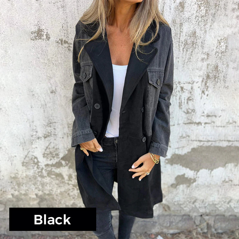 Icone™ LongCoat: Midtlang Trenchcoat Med Stilig Krage Og Lommer