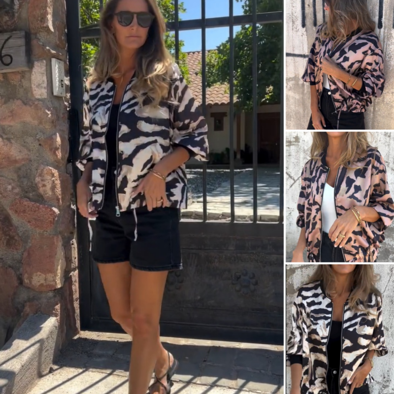 Icone™ ZebraJacket: Elegant Og Stilig Zebramønster Jakke
