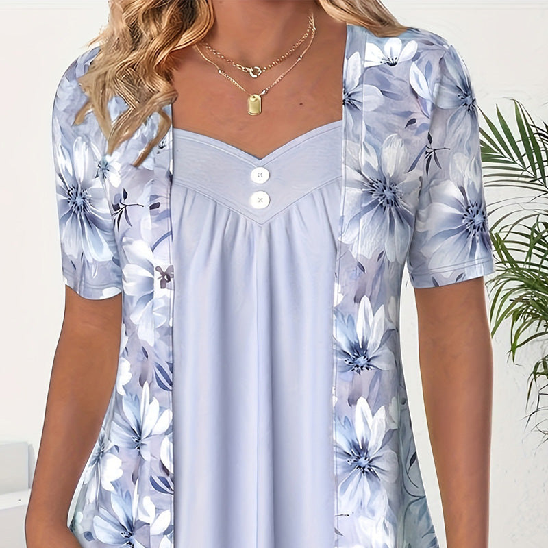 Icone™ FloralTop: Dametopp Løs Og Komfortabel Stilig Blomstertopp