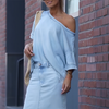 Icone™ FashionSet: Stilig Off-Shoulder Topp Og Denimskjørt