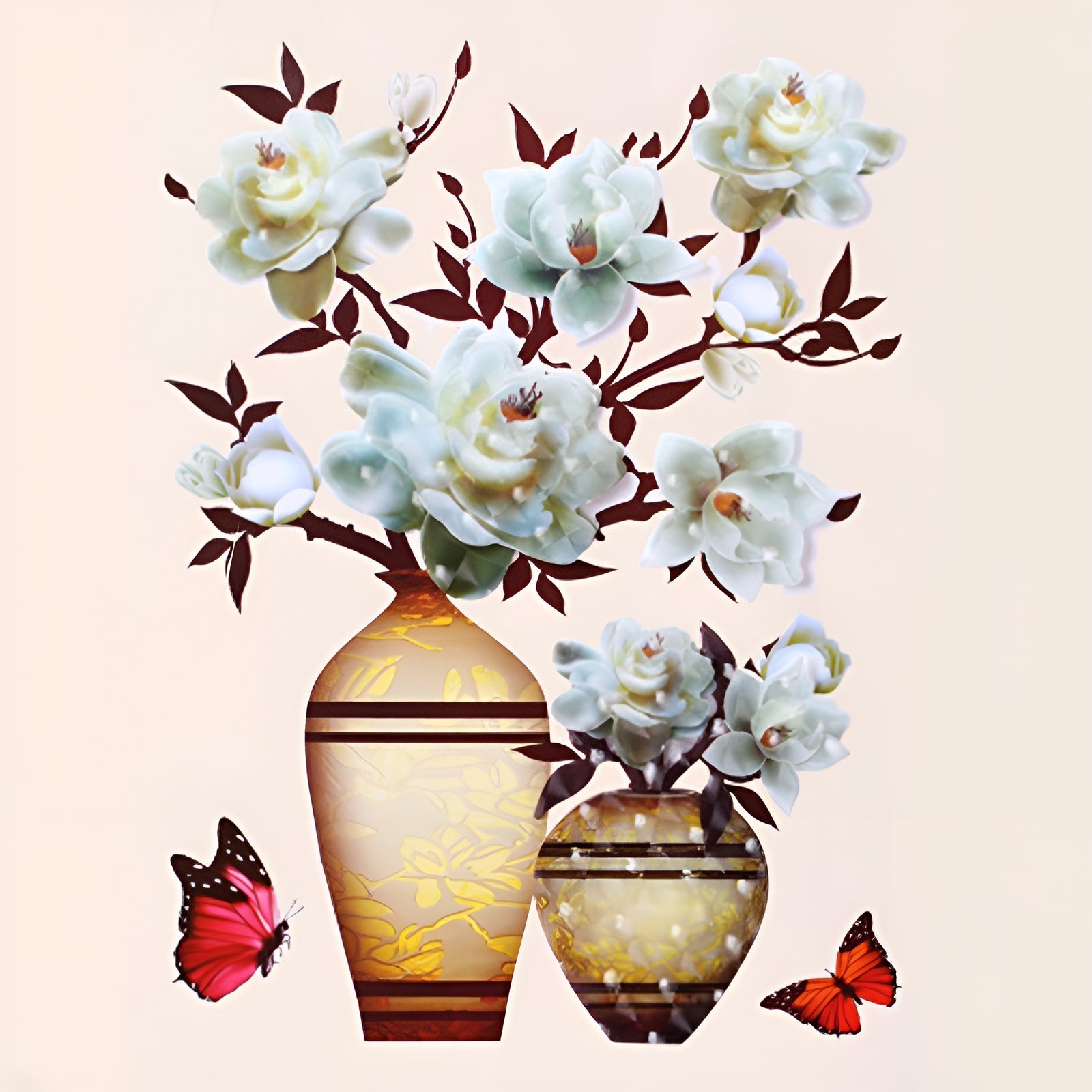 FloralSticker 2+2 GRATIS: Elegant Hus Dekor Selvklebende Blomster Klistremerker