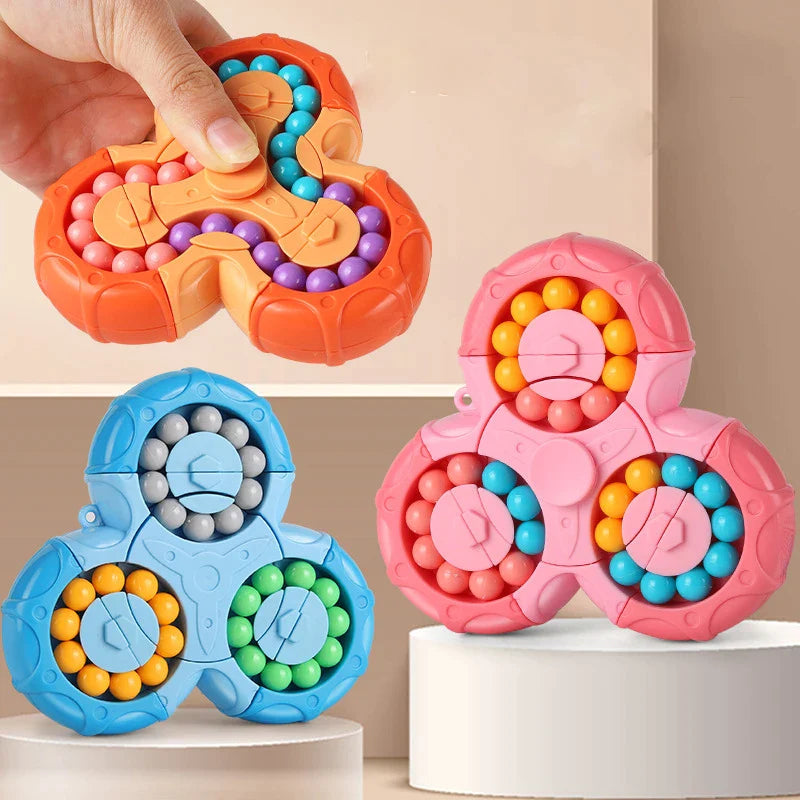 Kletshuts™ SensoryToy - 2 i 1 Rubiks Kube / 2 i 1 Magisk Bønne Gyro Fidget Spinner