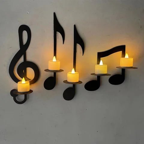 Ledsen™ CandleHolder - Musikknote Veggmontert Lysestake